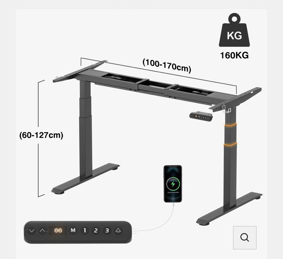 Standard Elektrisch Höhenverstellbarer Schreibtisch 160x70 cm in Kassel