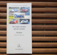 2001 Prospekt, Preisliste Mercedes Coupes, Roadster u. Cabriolet Sachsen-Anhalt - Halle Vorschau