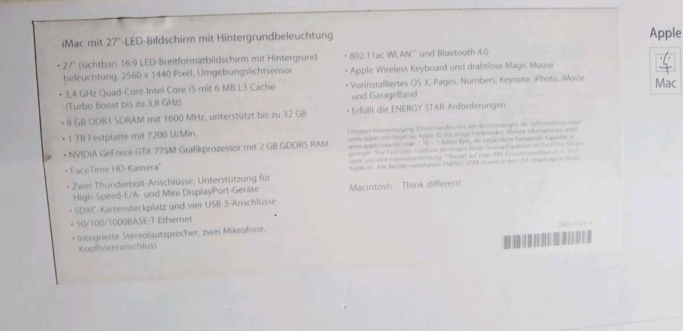 iMac 27" Ende 2013 | 24GB RAM | 1TB | Apple in Bamberg