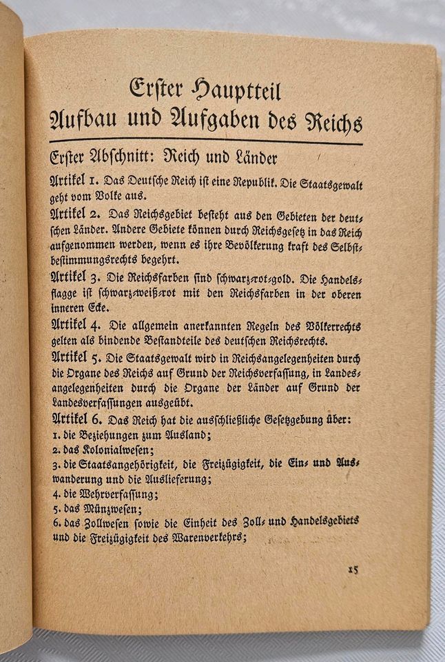 Verfassung Deutsches Reich 1919 in Freiberg