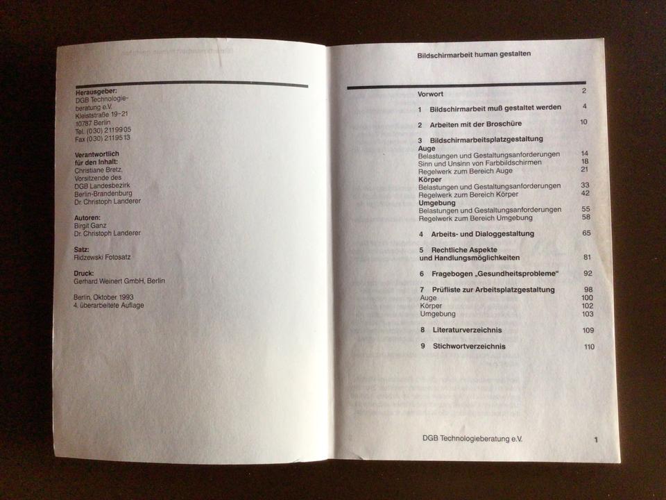 BILDSCHIRMARBEIT HUMAN GESTALTEN,  4. überarbeitete Auflage 1993 in Uhingen