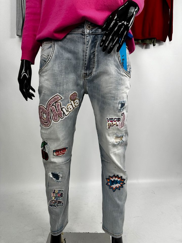 DESIGNER Jeans Hose Pop art hip Hop denim Risse Sexy Woman Marke in Mainz