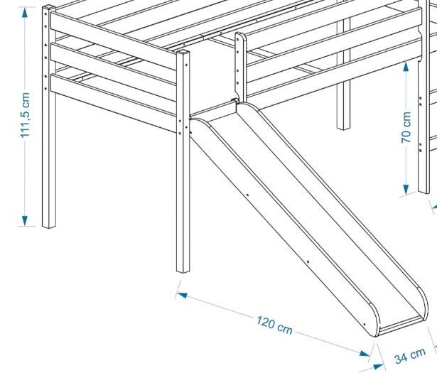 Rutsche für Hochbett Holz weiß Kinder Mädchen Junge in Bergholz