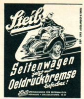 Steib Seitenwagen mit Öldruckbremse Werbeanzeige - Reklame 1954 Baden-Württemberg - Steinen Vorschau