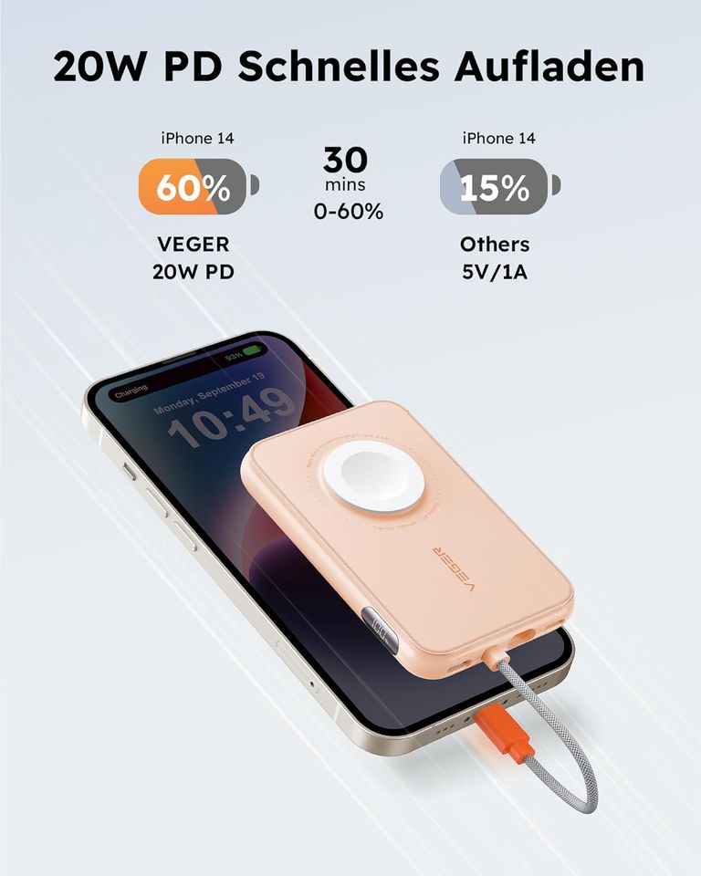 VEGER Mini Power Bank 20W PD, 5000mAh iPhone/Apple Watch in Hannover