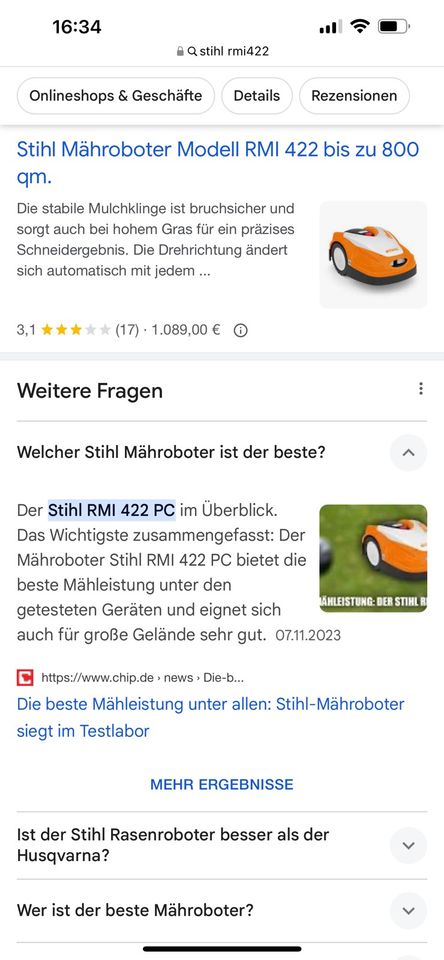 Rasenroboter STIHL RMI 422.1 PC in München