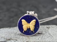 Halskette Lapislazuli 925 Sterling Silber Schmetterling bicolor Baden-Württemberg - Geisingen Vorschau