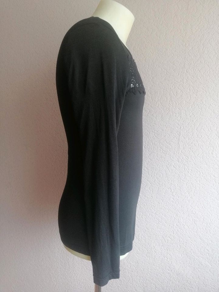 Damen schwarzes Langarm Shirt mit Spitze Marke Esprit Größe S in Kaufbeuren