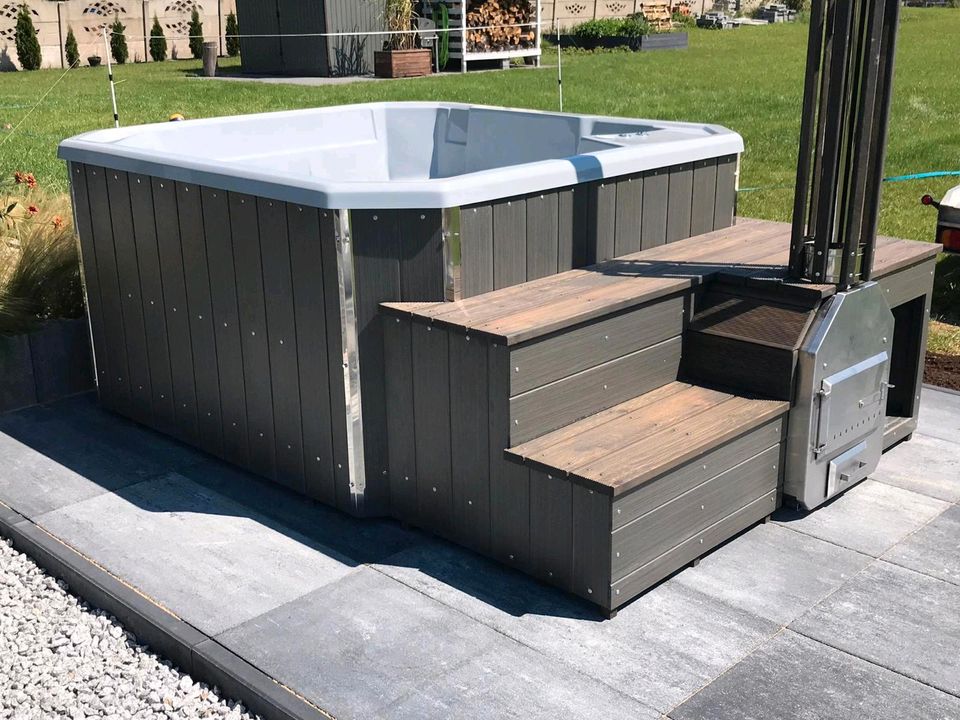 Whirlpool outdoor Hot Tub Jacuzzi mit Holzofen badefass badezuber in Hamburg