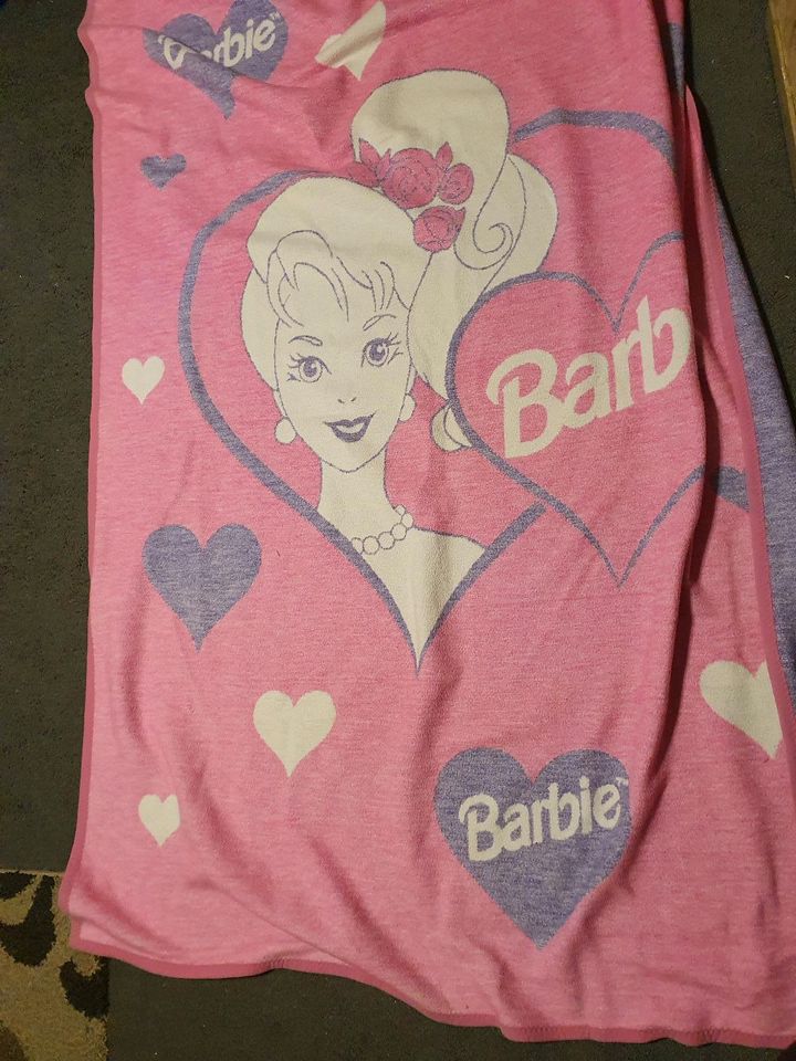 TOP Rarität Barbie Mattel Wolldecke Decke zweiseitig bedruckt in Weisenheim am Sand