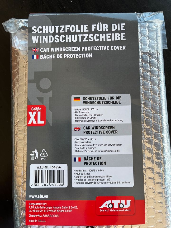 Schutzfolie für Windschutzscheibe für Sommer und Winter in München -  Schwanthalerhöhe