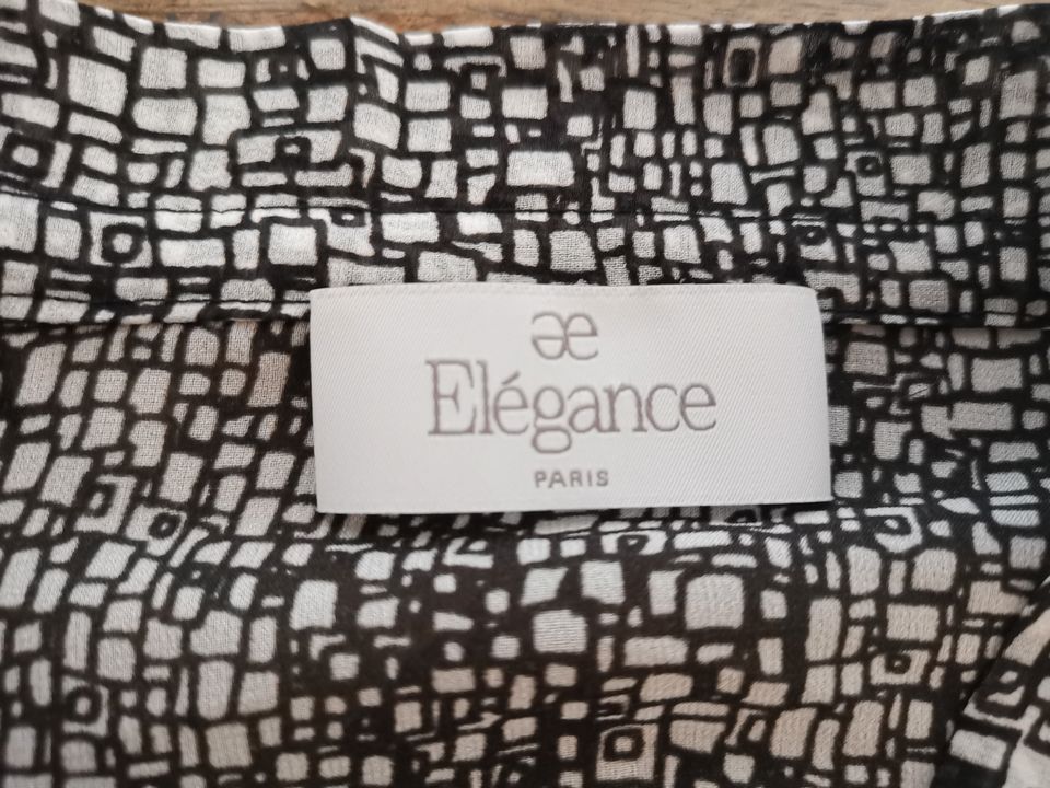 NEU Bluse schwarz weiß, 100% Seide, Elégance, Gr. 40, L in Unterhaching