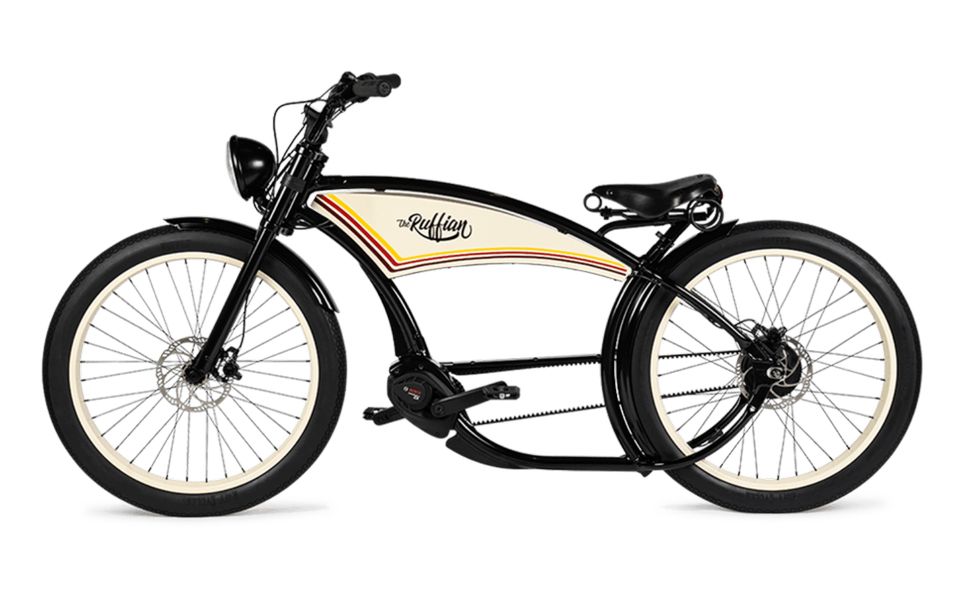 Ruff Cycles The Ruffian Baja Black - Ebike Cruiser Beachcruiser Chopper Bobber in Stadland