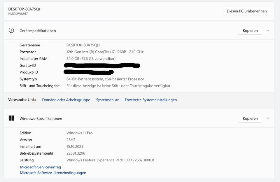 Intel NUC 12 WSHi7 32 GB RAM 2x 1TB SSD Win11 Pro i7 in Warstein