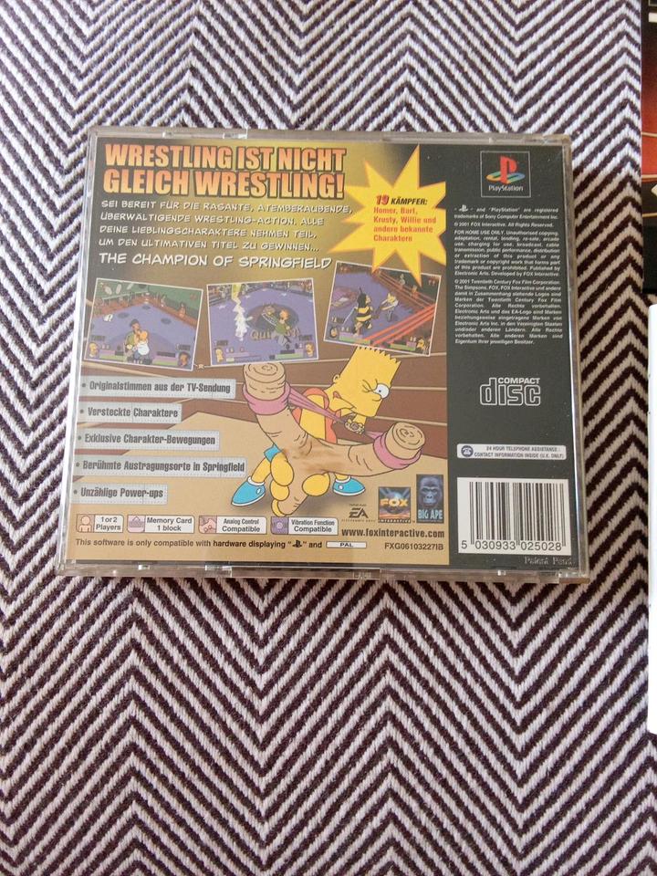 PS 1 Sony Playstation 1, Spiel the Simpsons Wrestling mit ovp in Solms