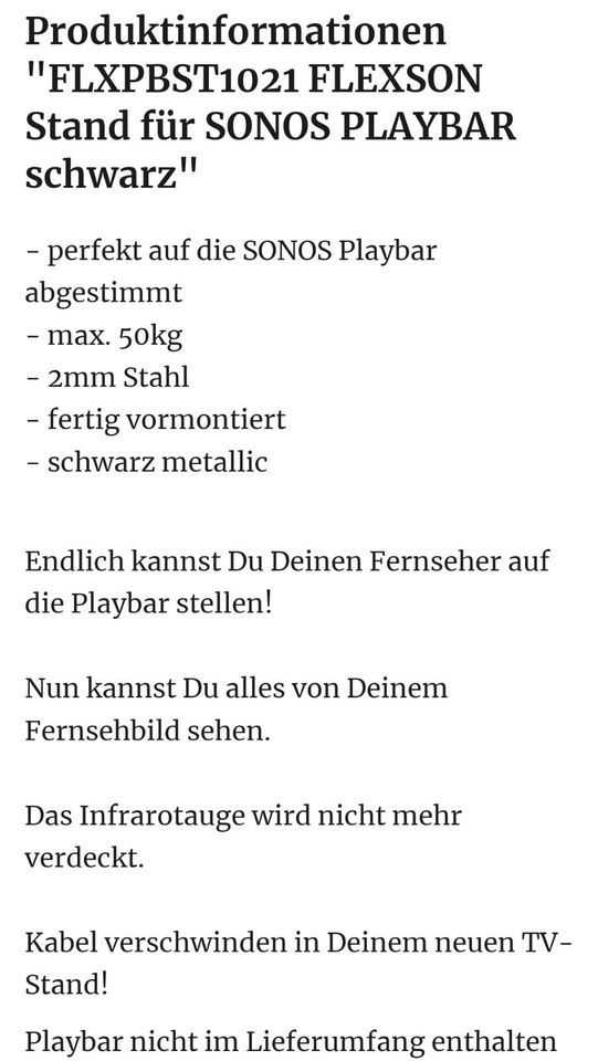 Flexson TV Stand Sonos Playbar in Saarbrücken