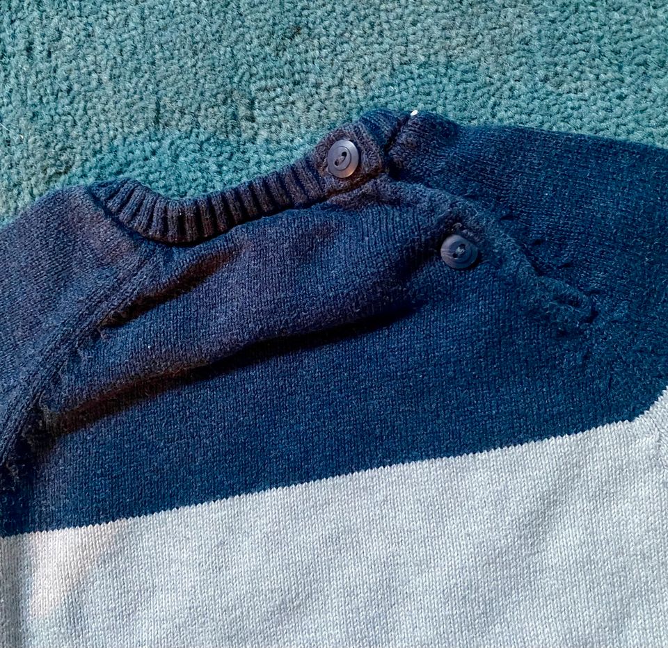 Pullover Gr. 92 Feinstrick H&M Pulli blau grau Streifen in Bad Langensalza