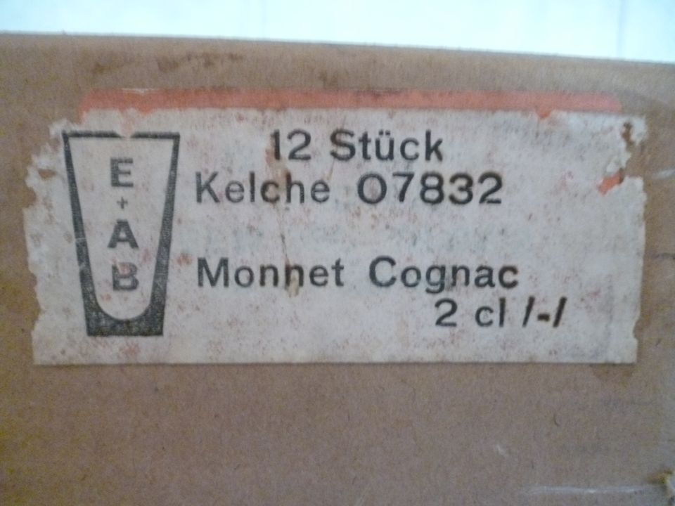 Monnet Cognac Gläser Kelche 12 Stück - 2 cl - Schriftzug & Drache in Herborn