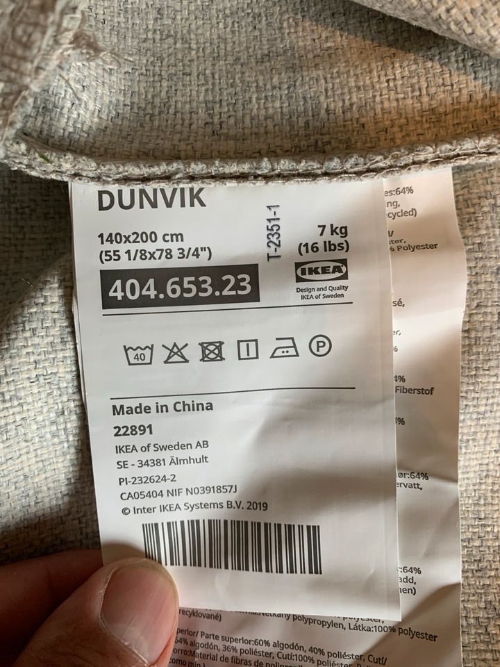 Ikea Dunvik Gunnared beige 140x200 Bezug Kopfteil in Rellingen