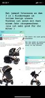 Schwarzer Leder Kinderwagen mit Babyschale Hessen - Korbach Vorschau