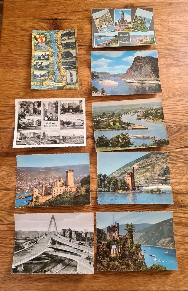 9 alte Postkarten Rhein in Mansfeld
