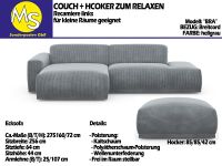 Sofa Couch Wohnlandschaft L-Form + Hocker Breitcord hellgrau Nordrhein-Westfalen - Mettingen Vorschau