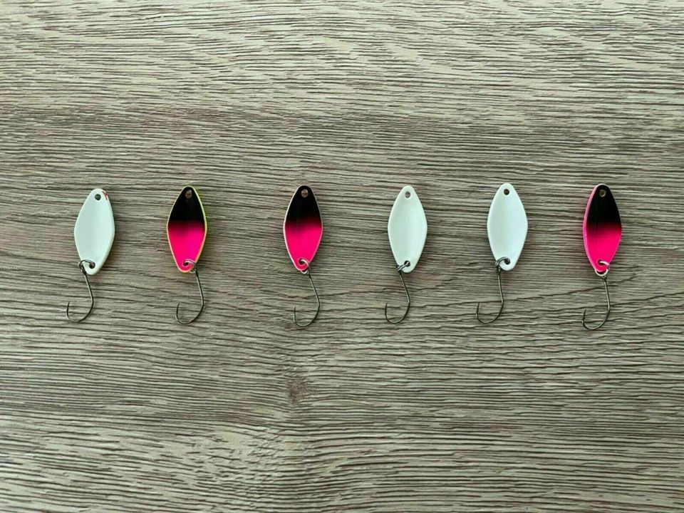 6er Forellenblinker Set, 1,8g, Japanblinker, Spoon, UV + Glow in Neumünster