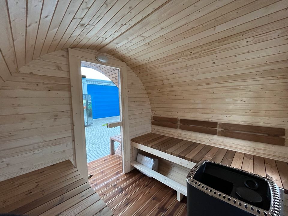 Mobile Sauna 3m Fasssauna auf rädern Vermietung Mietsauna Fass in Stuhr
