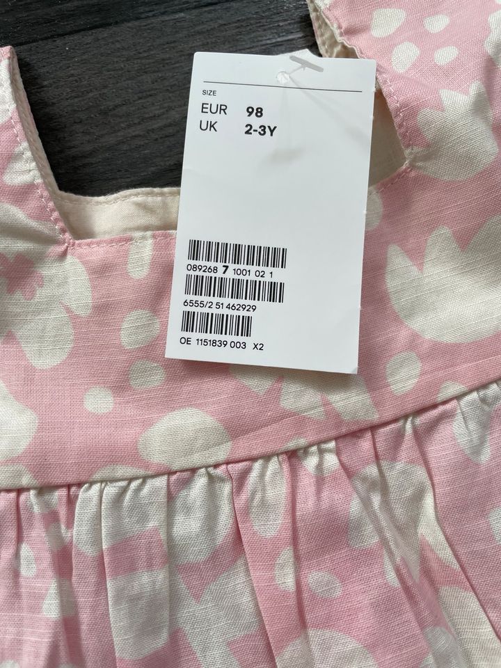 H&M Sommerkleid rosa Blumen mit Hut Größe 98 NEU mit Etikett in Saarbrücken