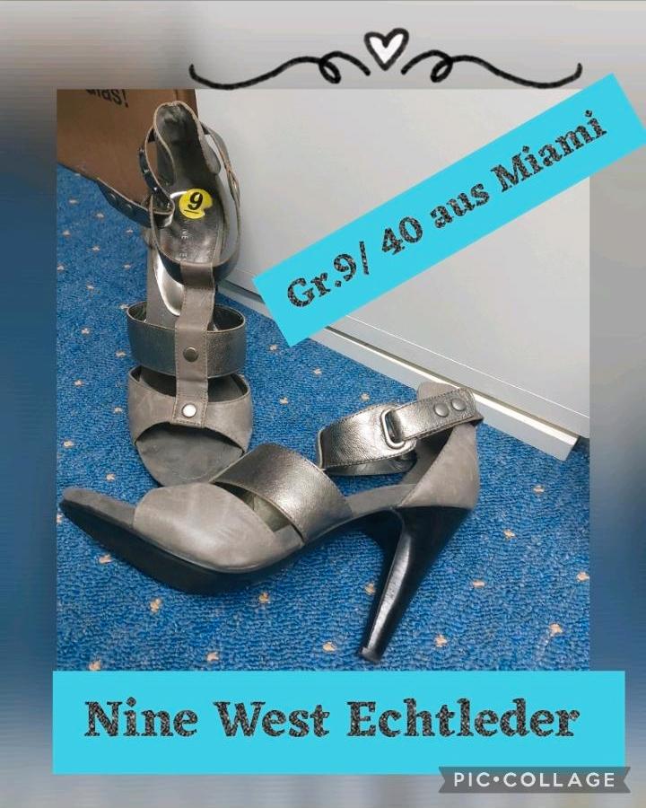 Edle Highheels Echtleder Silber Nine West Gr.40 aus Miami in Leipzig