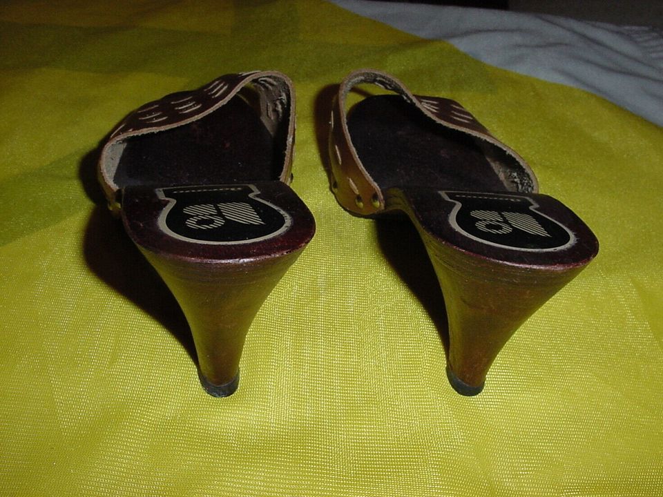 90er Jahre Vintage Holz Clog Mules Pantoletten High Heels NEU in Velburg