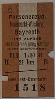 Fahrkarte Neuenmarkt-Wirsberg--Bayreuth 1903 Brandenburg - Panketal Vorschau