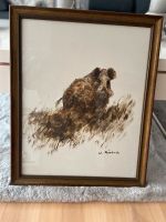 Gemälde Wildschwein mit Holzrahmen Nordrhein-Westfalen - Witten Vorschau