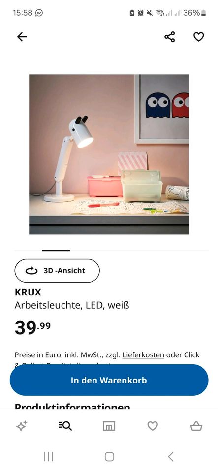 Ikea kinderzimmer hund LED lampe. Im neuwertiges Zustand in Osnabrück