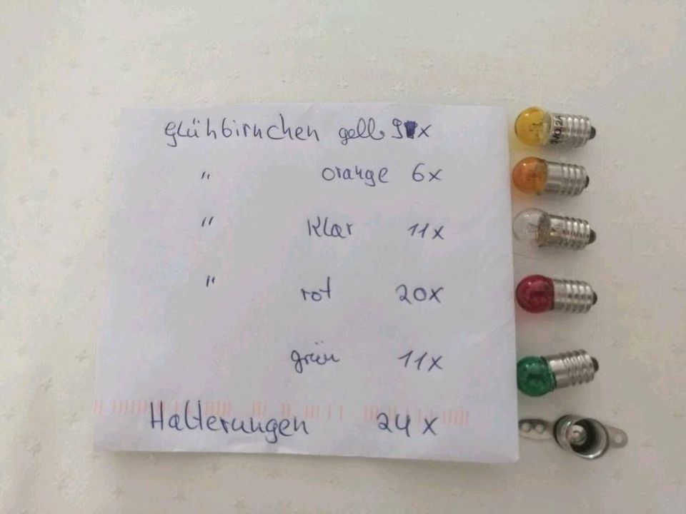 kleine Glübirnchen / Halterungen /klar, gelb, orange, rot, grün in Herrieden