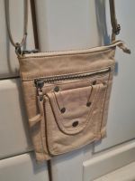 Kleine Crossover Echtleder Handtasche beige used look vintage Hessen - Wöllstadt Vorschau