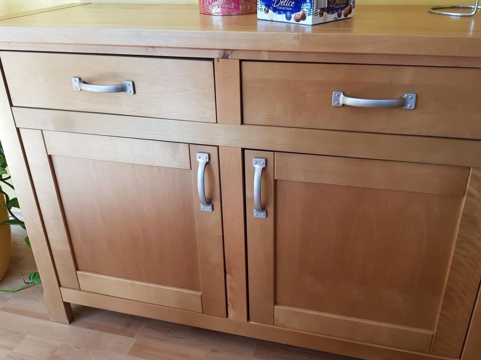 Wohnzimmer Set Massivholz Holz Tisch Schrank Kommode Glas in Kiel