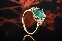 Ring Smaragd im Emerald Schliff und Diamanten Brillanten Gelbgold Nordrhein-Westfalen - Wegberg Vorschau