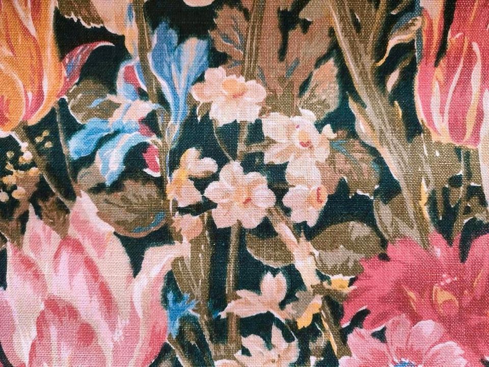 Blumen Stoff Indanthren vintage Nähen Meterware floral Leinen in Groß-Gerau