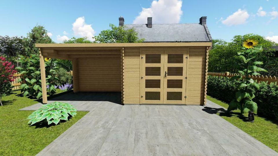 Gartenhaus Blockhaus Gerätehaus Holz 600x500cm, 40 mm, 403962 in Versmold