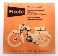 Seltenes Miele K 52/2 Moped Original Pappschild Reklame Sachs Nordrhein-Westfalen - Bad Salzuflen Vorschau