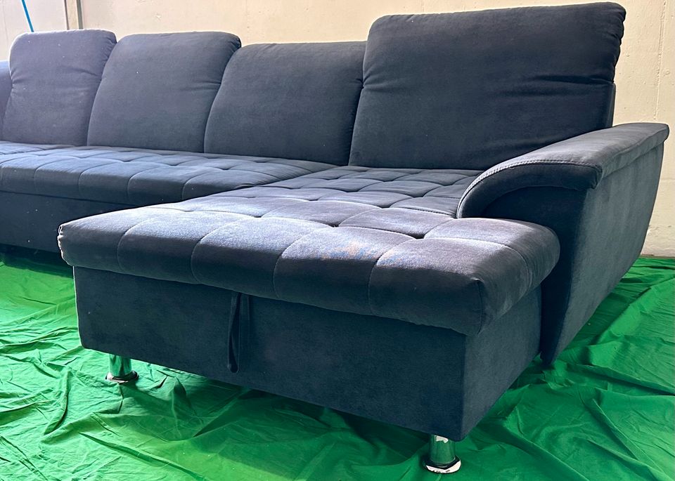 NEU! Wohnlandschaft Franzi XXL ! Sofa Chenille marine ! Bett in Löhne