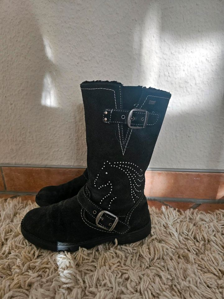 Winterstiefel Schwarz Leder samt Lurchi Glitter warm in Rehling