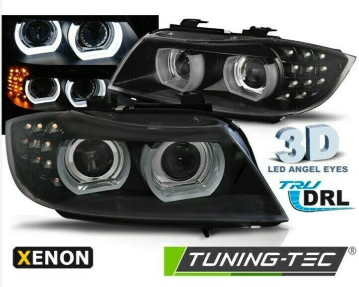 Xenon 3D DRL Angel Eyes Scheinwerfer schwarz für BMW 3er E90 91 in Calden
