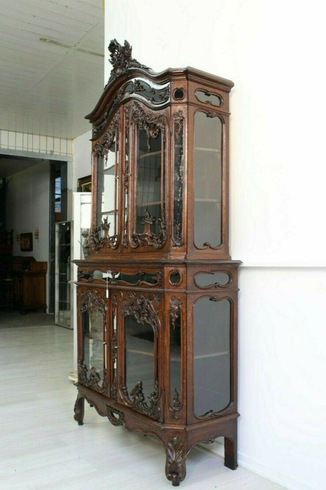 Sch534 Bücherschrank Vitrine Rokoko Aachen Lüttich um 1800 Eiche in Wuppertal