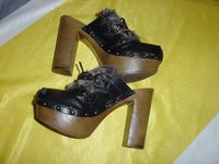 Vintage Holz High Heels Zoccoli Mules Pantoletten 12cm mit Fell Bayern - Velburg Vorschau