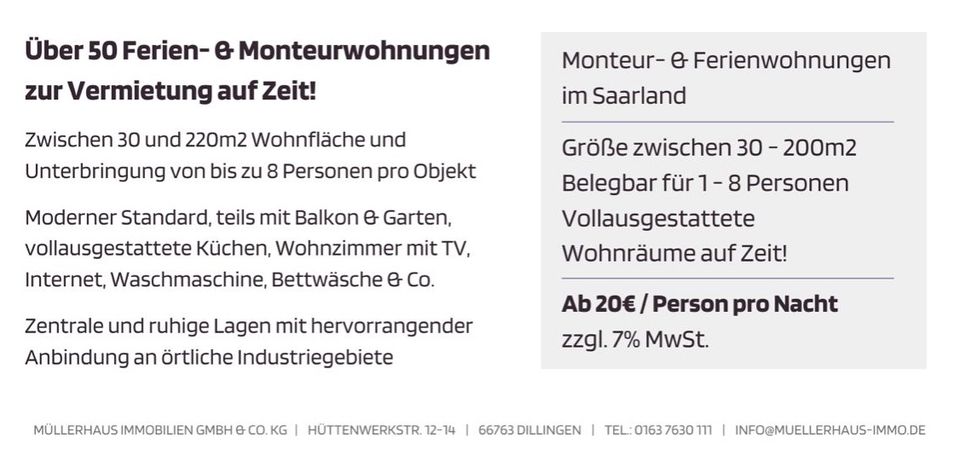 Möblierte Wohnung auf Zeit im Saarland in Saarlouis