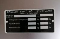 Mercedes Benz Typenschild l/O319, SL, Ponton Hessen - Hünfeld Vorschau