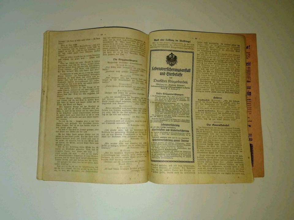 Jahrbuch des Deutschen Kriegerbundes Kalender 1919 1. Weltkrieg in Luso