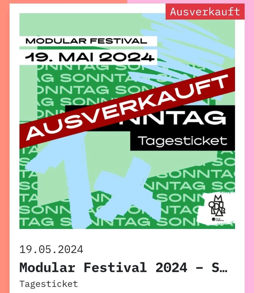 2x Tickets Modular Festival Augsburg Sonntag in Dortmund